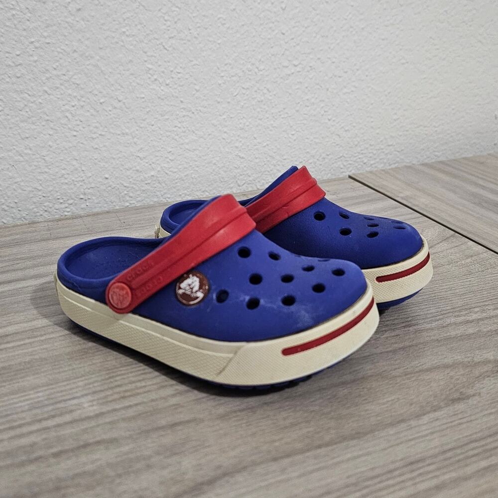 Crocs Kids Crocband II Clog Red White Blue Toddler Little Kids C8/9 Easy Slip On